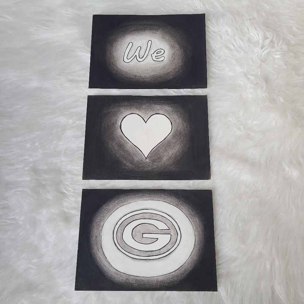 We Love the Packers Charcoal Artwork 5x7